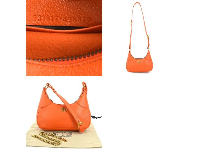 Borsa a Spalla in Pelle Gucci GG Marmont Arancione - vista 5