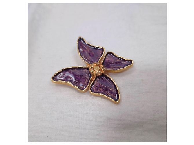 Spilla farfalla di Yves Saint Laurent vintage 1990s Viola scuro - vista 2