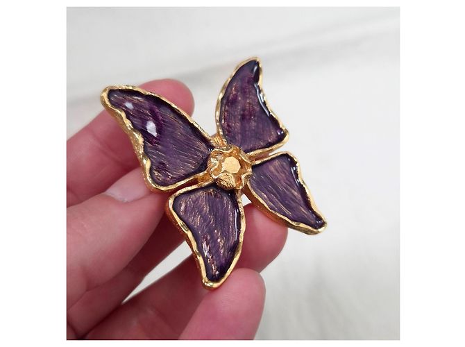 Spilla farfalla di Yves Saint Laurent vintage 1990s Viola scuro - vista 4