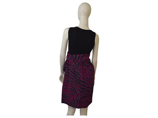 Abito mini senza maniche DKNY stampa leopardata nero e fucsia - vista 2