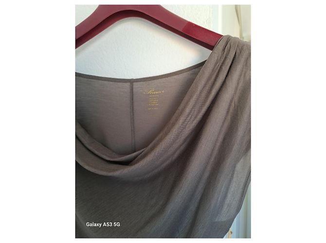Autre Marque Vestido asimétrico Raw gris de viscosa y seda - vista 4