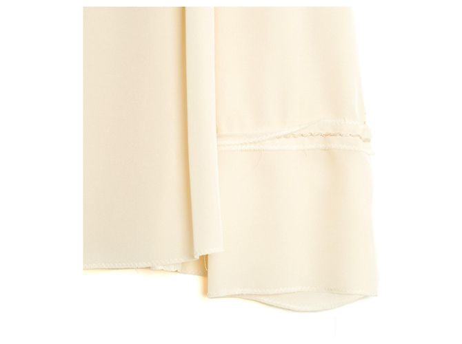 Prada 2014 Top in seta ecru FR40 Blusa in seta ecru e beige con cuciture UK12 US10 Crudo - vista 3