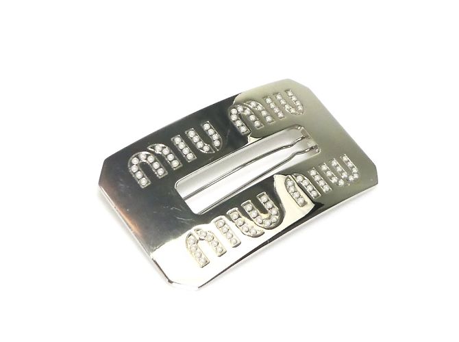 Fermaglio per capelli in metallo argento Miu Miu - vista 2
