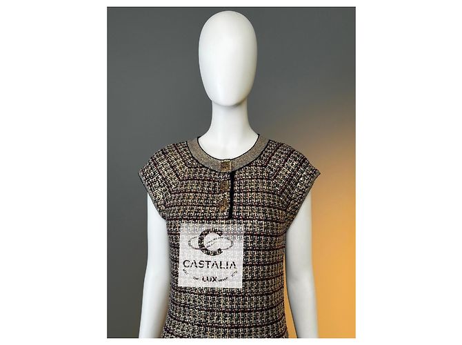 Chanel Paris / Byzanz CC Gripoix Knöpfe Palastkleid 36 FR Mehrfarben - Ansicht 13