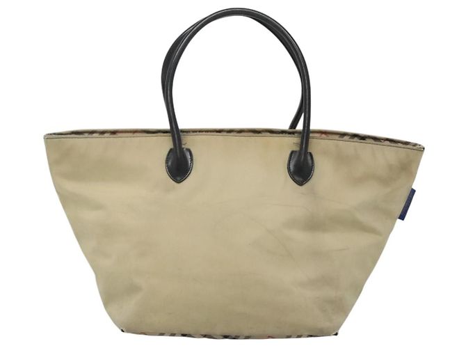 Autre Marque Burberrys Blue Label Tote Bag aus Nylon Beige Silber Authentisch ti3066 - Ansicht 13