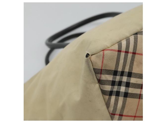Autre Marque Burberrys Blue Label Tote Bag aus Nylon Beige Silber Authentisch ti3066 - Ansicht 14