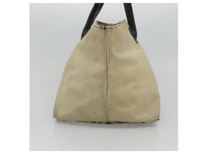 Autre Marque Burberrys Blue Label Tote Bag aus Nylon Beige Silber Authentisch ti3066 - Ansicht 3