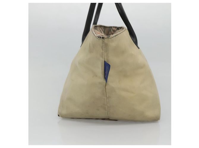 Autre Marque Burberrys Blue Label Tote Bag aus Nylon Beige Silber Authentisch ti3066 - Ansicht 4