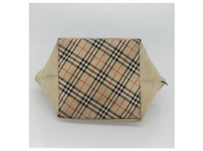 Autre Marque Burberrys Blue Label Tote Bag aus Nylon Beige Silber Authentisch ti3066 - Ansicht 5