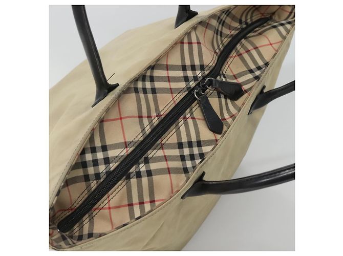 Autre Marque Burberrys Blue Label Tote Bag aus Nylon Beige Silber Authentisch ti3066 - Ansicht 6