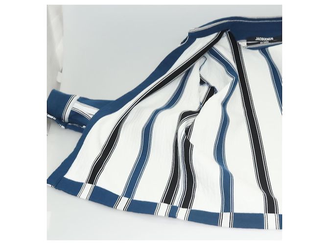 Jacquemus Camicia a maniche lunghe in cotone blu Auth ym006M - vista 10