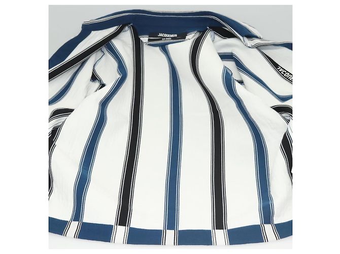 Jacquemus Camicia a maniche lunghe in cotone blu Auth ym006M - vista 11