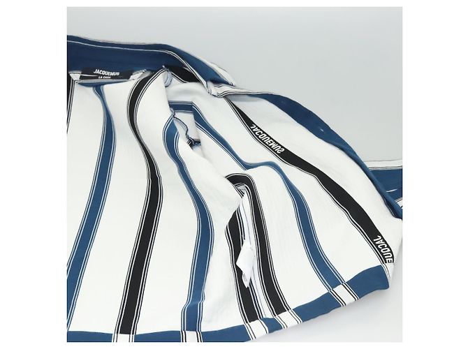 Jacquemus Camicia a maniche lunghe in cotone blu Auth ym006M - vista 12