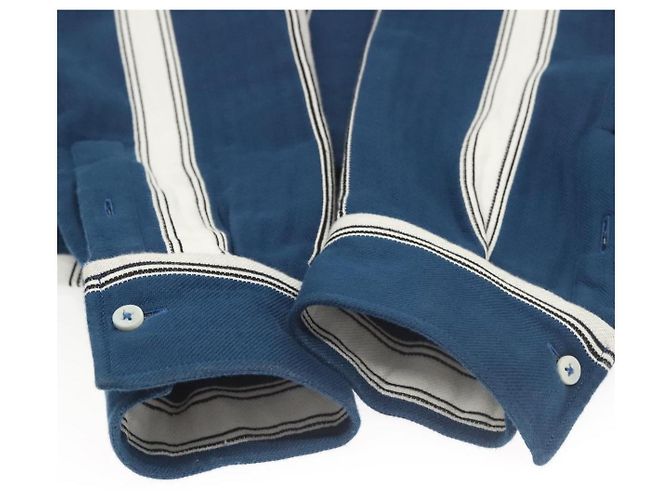 Jacquemus Camicia a maniche lunghe in cotone blu Auth ym006M - vista 13