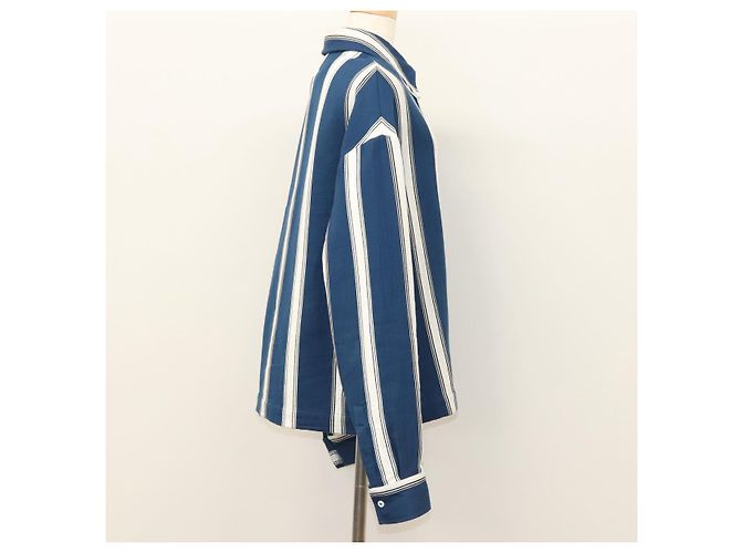 Jacquemus Camicia a maniche lunghe in cotone blu Auth ym006M - vista 4