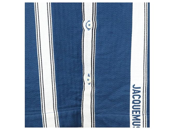 Jacquemus Camicia a maniche lunghe in cotone blu Auth ym006M - vista 7