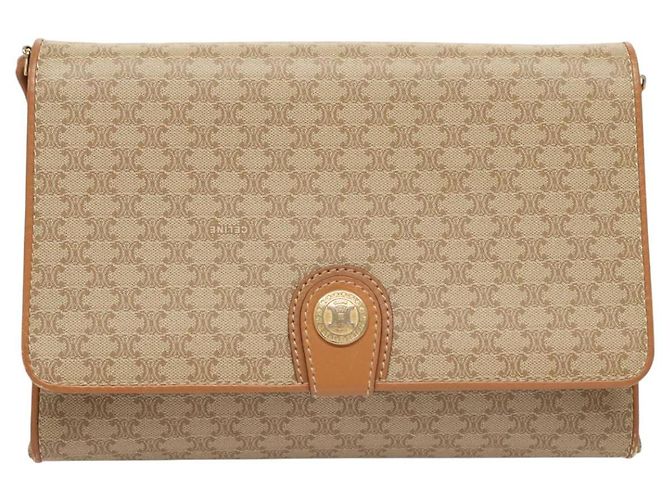 Céline Borsa a spalla in tela Macadam CELINE PVC beige oro Auth sw761 D'oro - vista 13
