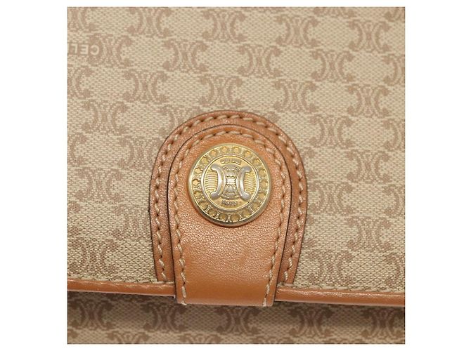 Céline Borsa a spalla in tela Macadam CELINE PVC beige oro Auth sw761 D'oro - vista 17