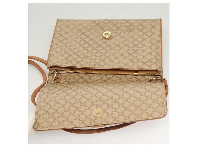 Céline Borsa a spalla in tela Macadam CELINE PVC beige oro Auth sw761 D'oro - vista 18