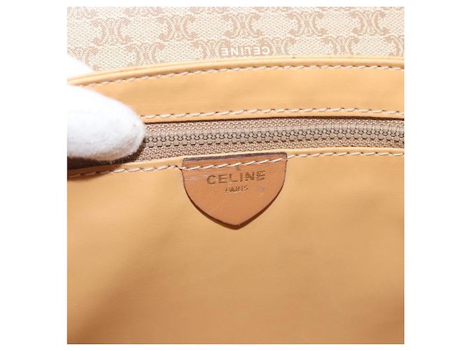 Céline Borsa a spalla in tela Macadam CELINE PVC beige oro Auth sw761 D'oro - vista 19