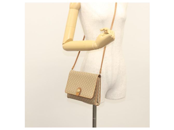 Céline Borsa a spalla in tela Macadam CELINE PVC beige oro Auth sw761 D'oro - vista 24