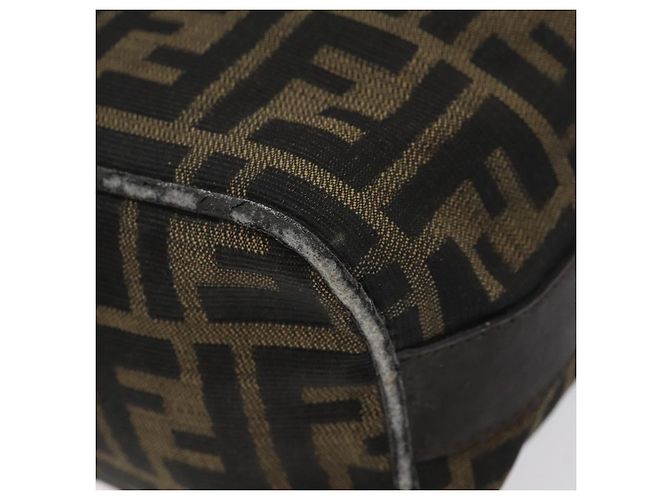 Borsa a mano in tela Zucca FENDI Nera Marrone Argento Auth ar13639 Nero - vista 15
