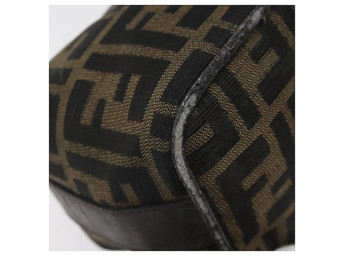 Borsa a mano in tela Zucca FENDI Nera Marrone Argento Auth ar13639 Nero - vista 16