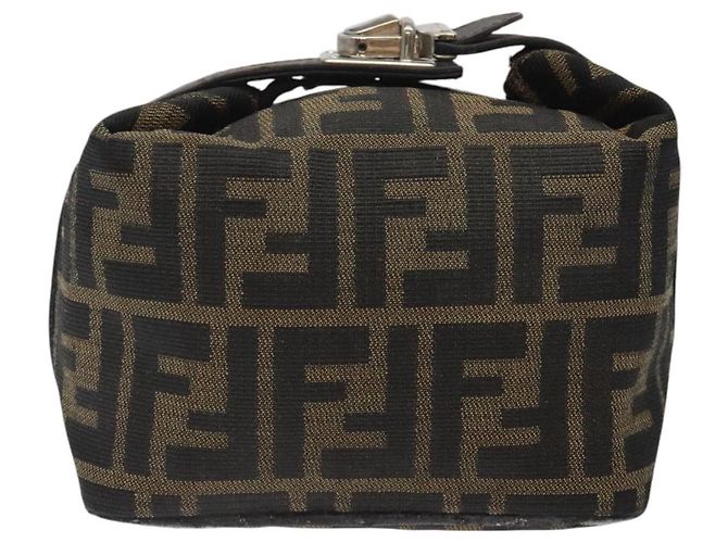 Borsa a mano in tela Zucca FENDI Nera Marrone Argento Auth ar13639 Nero - vista 2