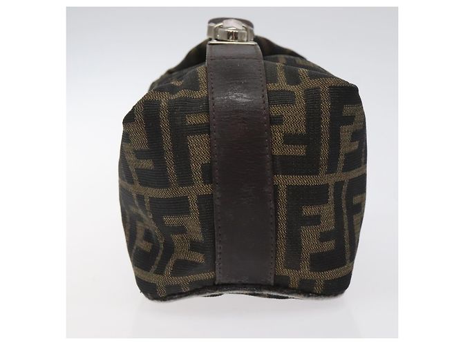 Borsa a mano in tela Zucca FENDI Nera Marrone Argento Auth ar13639 Nero - vista 3