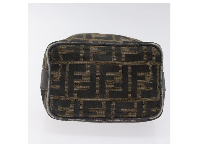 Borsa a mano in tela Zucca FENDI Nera Marrone Argento Auth ar13639 Nero - vista 5