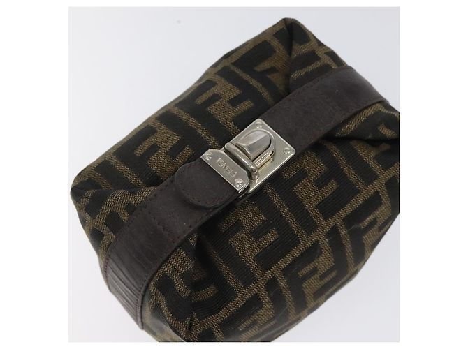 Borsa a mano in tela Zucca FENDI Nera Marrone Argento Auth ar13639 Nero - vista 6