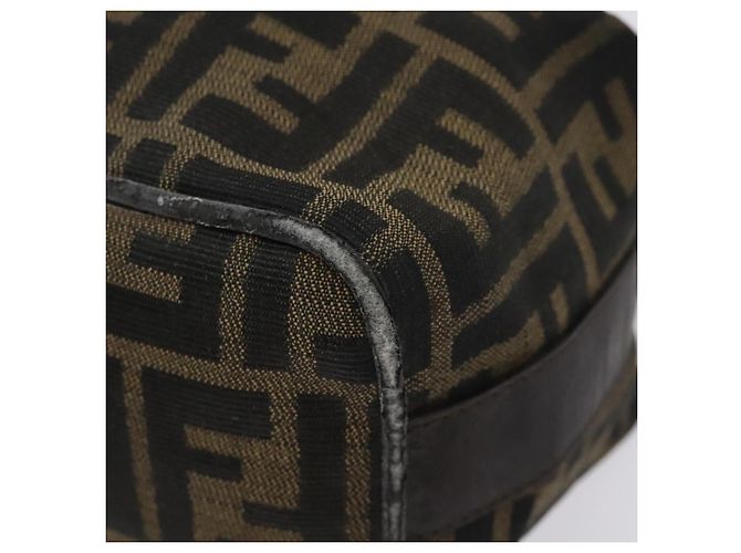 Borsa a mano in tela Zucca FENDI Nera Marrone Argento Auth ar13639 Nero - vista 8