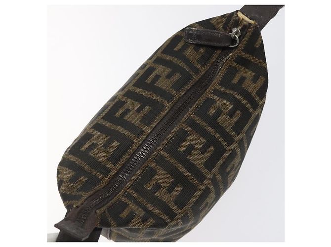 Borsa a mano in tela Zucca FENDI Nera Marrone Argento Auth ar13639 Nero - vista 9