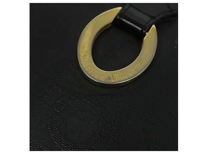 Borsa a spalla in tela Trotter Christian Dior PVC nera e oro Auth sw750 Nero D'oro - vista 14