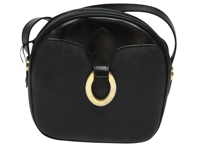 Borsa a spalla in tela Trotter Christian Dior PVC nera e oro Auth sw750 Nero D'oro - vista 2