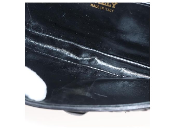 BALLY Clutch Tasche aus schwarzem Leder mit Gold Auth BA1888 - Ansicht 10