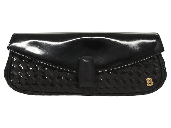 BALLY Clutch Tasche aus schwarzem Leder mit Gold Auth BA1888 - Ansicht 13
