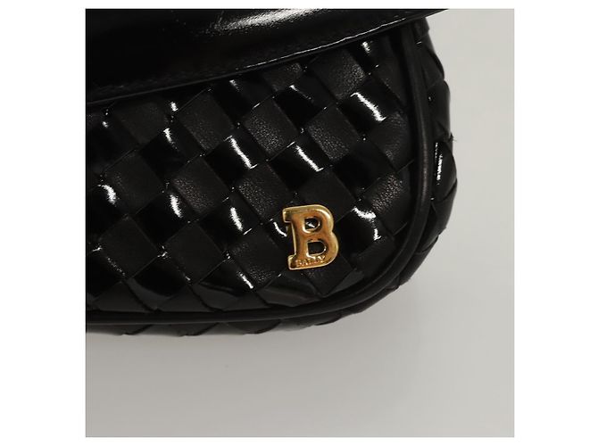 BALLY Clutch Tasche aus schwarzem Leder mit Gold Auth BA1888 - Ansicht 17
