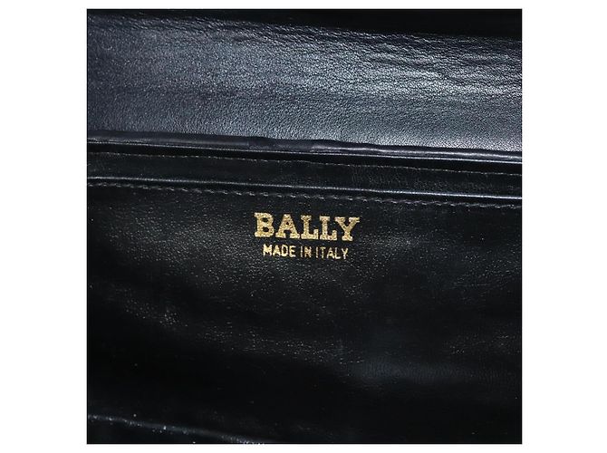 BALLY Clutch Tasche aus schwarzem Leder mit Gold Auth BA1888 - Ansicht 18