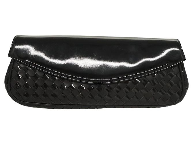 BALLY Clutch Tasche aus schwarzem Leder mit Gold Auth BA1888 - Ansicht 2