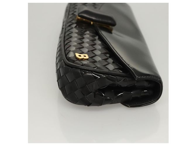 BALLY Clutch Tasche aus schwarzem Leder mit Gold Auth BA1888 - Ansicht 3