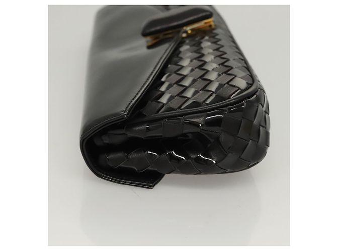 BALLY Clutch Tasche aus schwarzem Leder mit Gold Auth BA1888 - Ansicht 4