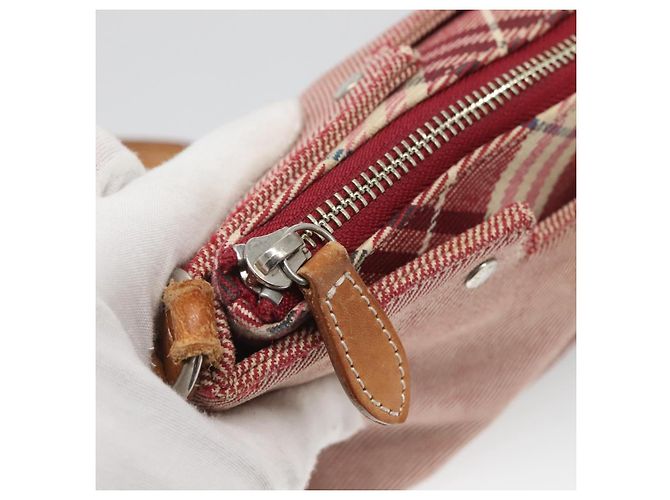 Borsa a spalla Burberry Nova Check Blue Label in tela rossa e argento autentica ti3084 Rosso - vista 10
