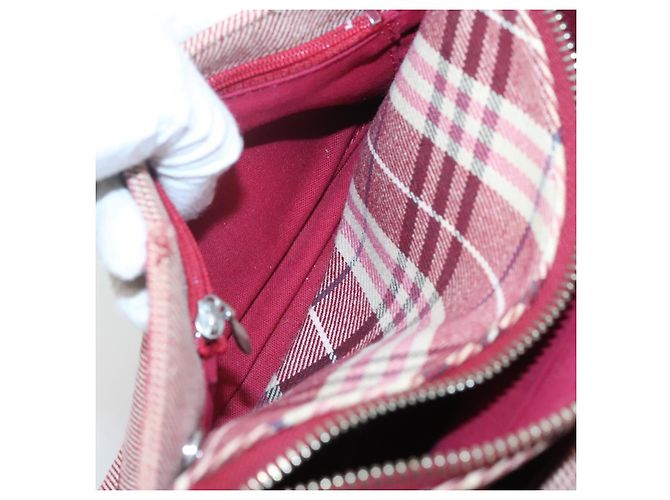 Borsa a spalla Burberry Nova Check Blue Label in tela rossa e argento autentica ti3084 Rosso - vista 12