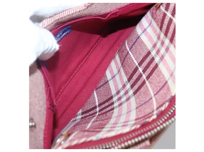 Borsa a spalla Burberry Nova Check Blue Label in tela rossa e argento autentica ti3084 Rosso - vista 21