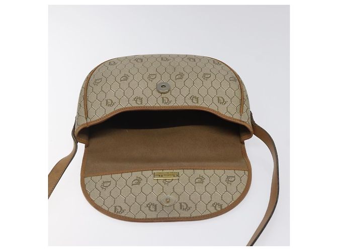 Borsa a spalla in tela a nido d'ape Christian Dior PVC beige oro Auth BA1892 - vista 15