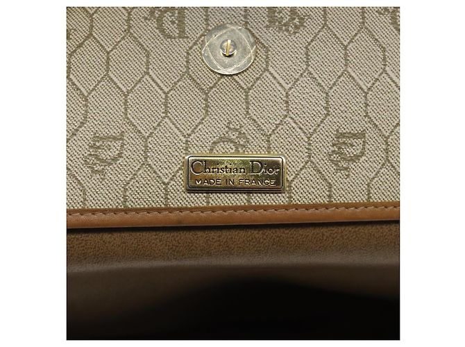 Borsa a spalla in tela a nido d'ape Christian Dior PVC beige oro Auth BA1892 - vista 16