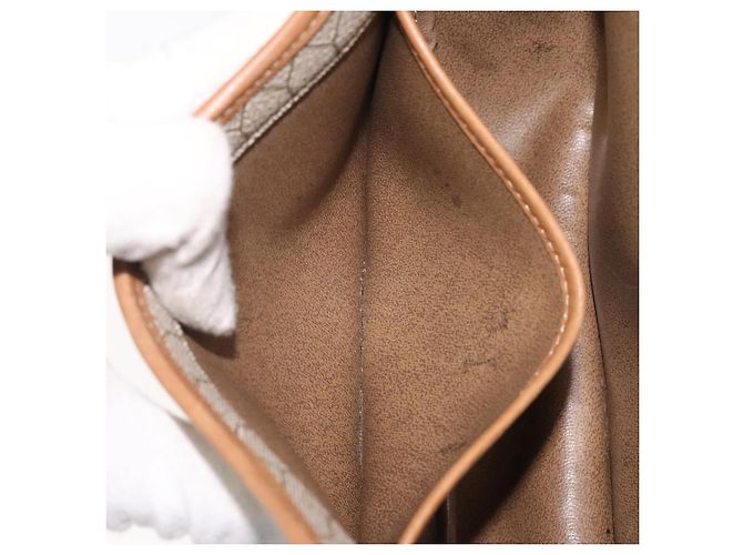 Borsa a spalla in tela a nido d'ape Christian Dior PVC beige oro Auth BA1892 - vista 20