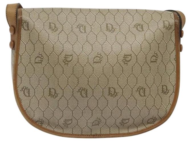 Borsa a spalla in tela a nido d'ape Christian Dior PVC beige oro Auth BA1892 - vista 3