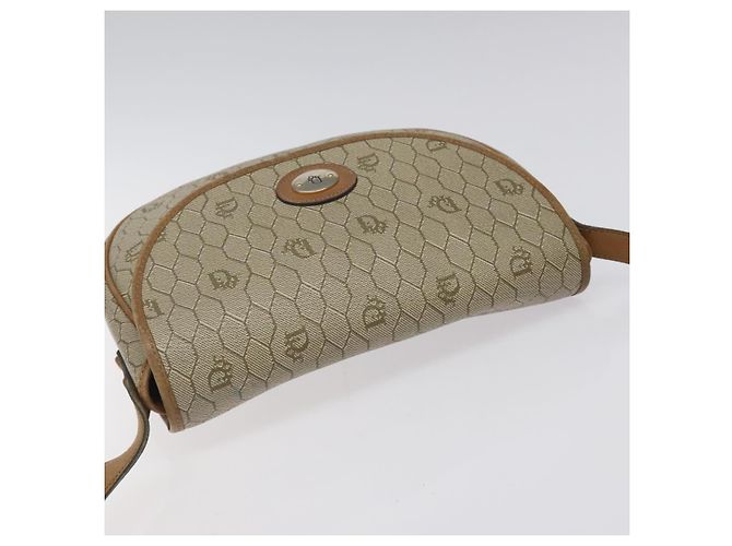 Borsa a spalla in tela a nido d'ape Christian Dior PVC beige oro Auth BA1892 - vista 6